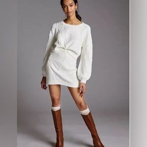 BNWT Maeve Cable Knit Sweater and mini Skirt Set in Ivory size 3x